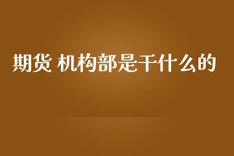 期货 机构部是干什么的_https://cj007.lansai.wang_金融监管_第1张