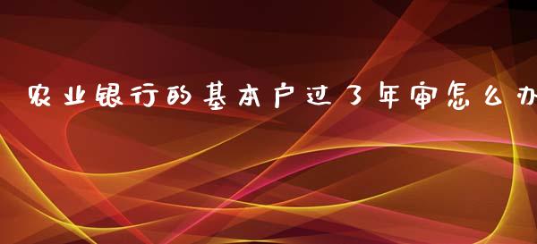 农业银行的基本户过了年审怎么办_https://cj007.lansai.wang_金融监管_第1张