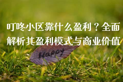 叮咚小区靠什么盈利？全面解析其盈利模式与商业价值_https://cj007.lansai.wang_金融监管_第1张