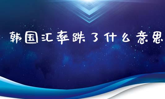 韩国汇率跌了什么意思_https://cj007.lansai.wang_外汇交易_第1张