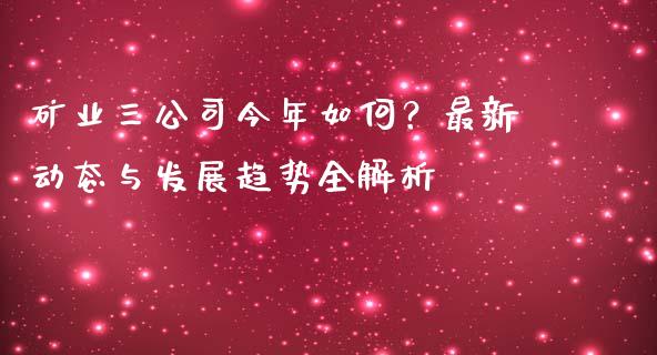 矿业三公司今年如何？最新动态与发展趋势全解析_https://cj007.lansai.wang_全球市场_第1张