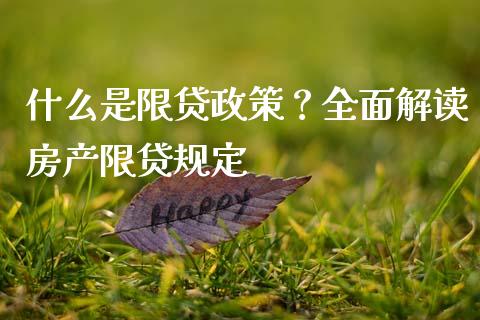 什么是限贷政策？全面解读房产限贷规定_https://cj007.lansai.wang_金融监管_第1张