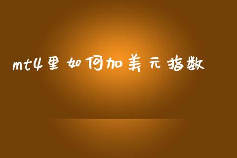 mt4里如何加美元指数_https://cj007.lansai.wang_外汇交易_第1张
