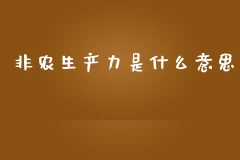 非农生产力是什么意思_https://cj007.lansai.wang_债券资讯_第1张