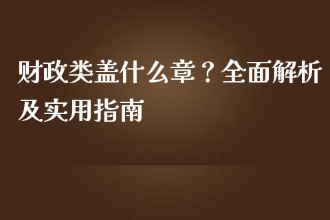 财政类盖什么章？全面解析及实用指南_https://cj007.lansai.wang_全球市场_第1张