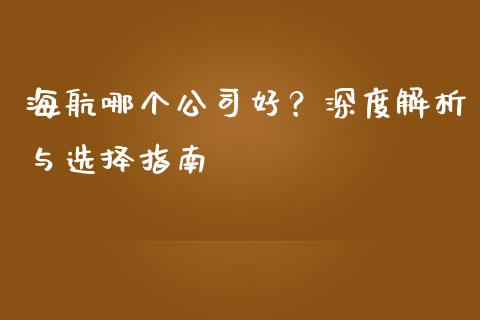 海航哪个公司好？深度解析与选择指南_https://cj007.lansai.wang_全球市场_第1张
