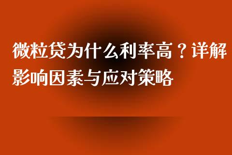 微粒贷为什么利率高？详解影响因素与应对策略_https://cj007.lansai.wang_金融监管_第1张