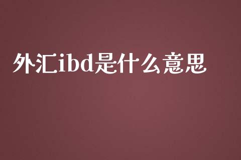 外汇ibd是什么意思_https://cj007.lansai.wang_债券资讯_第1张