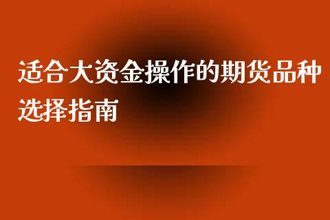 适合大资金操作的期货品种选择指南_https://cj007.lansai.wang_期货开户_第1张