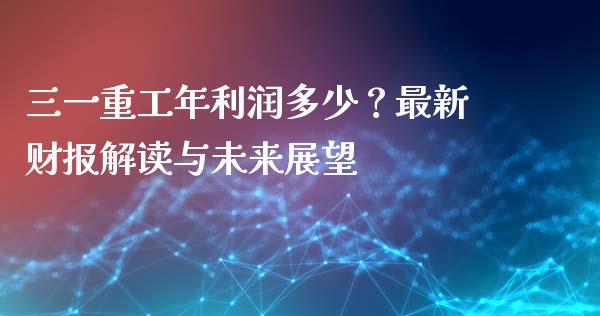 三一重工年利润多少？最新财报解读与未来展望_https://cj007.lansai.wang_外汇交易_第1张