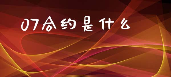 07合约是什么_https://cj007.lansai.wang_期货开户_第1张
