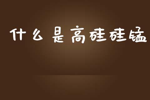 什么是高硅硅锰_金融监管_第1张_期货开户_金融监管_外汇交易_债券资讯_全球市场_财经新闻 什么是高硅硅锰_https://cj007.lansai.wang_金融监管_第1张