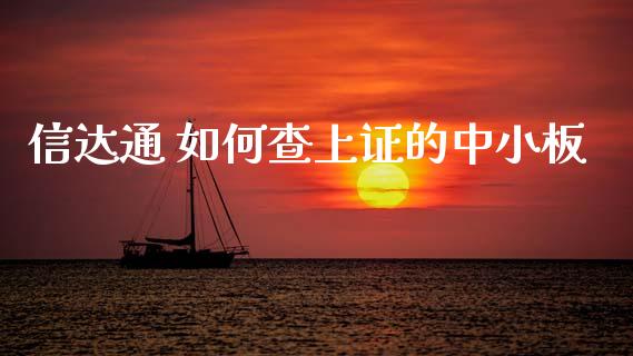信达通 如何查上证的中小板_https://cj007.lansai.wang_期货开户_第1张