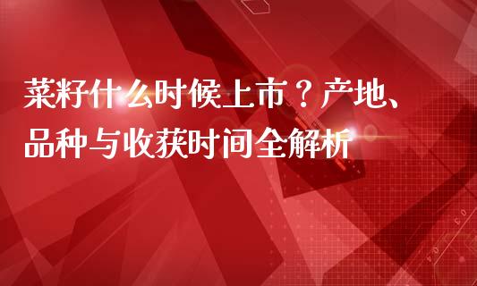 菜籽什么时候上市？产地、品种与收获时间全解析_https://cj007.lansai.wang_全球市场_第1张